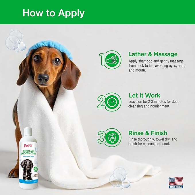 Natural Dog Shampoo for Short Coats – Hydrating Wash with Aloe, Argan & Coconut Oil – Deodorizing for Dachshunds, French Bulldogs & Boxers, Labrador Retriever – 16 oz