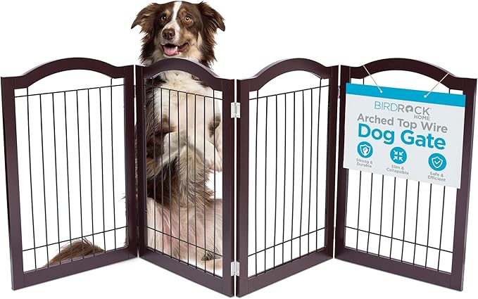 Internet's Best Wire Dog Gate with Arched Top - 4 Panel - 30" Tall - Espresso