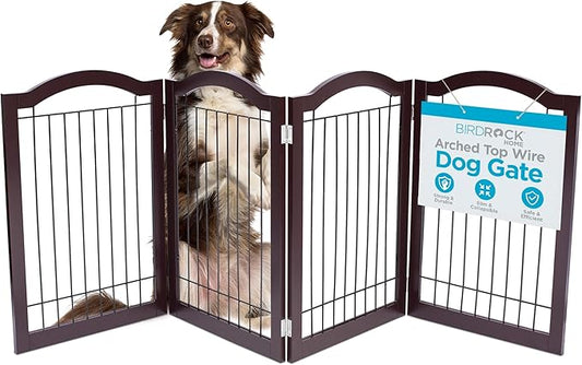 Internet's Best Wire Dog Gate with Arched Top - 4 Panel - 30" Tall - Espresso