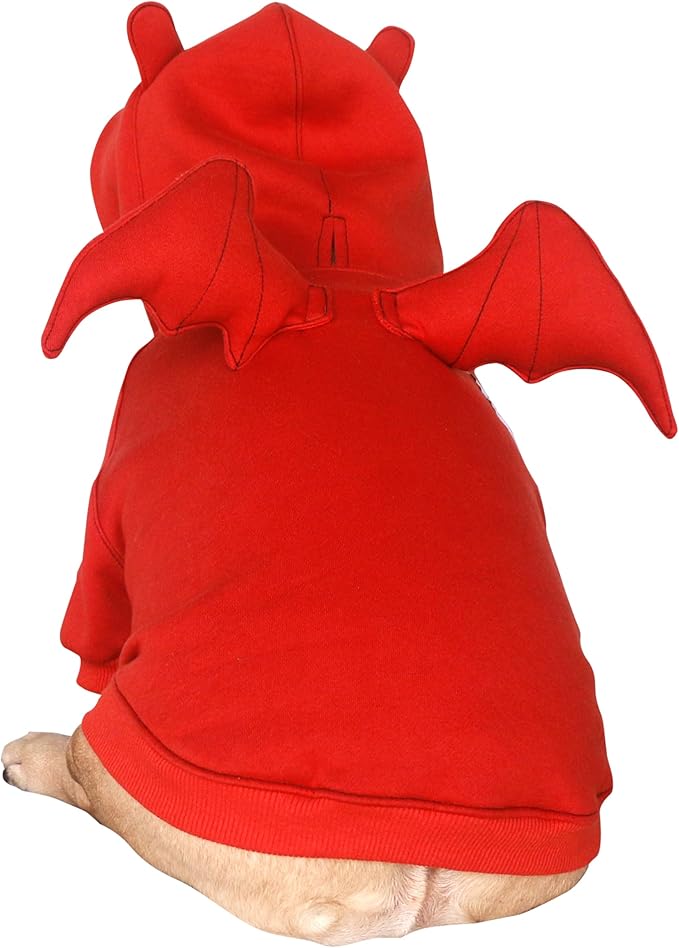 iChoue English Bulldog Batman Halloween Costumes Clothes Hoodies Shirts Vest for Medium Dogs Cold Weather Winter Coats French Frenchie Pug Pitbull - Red Bat, XXLarge