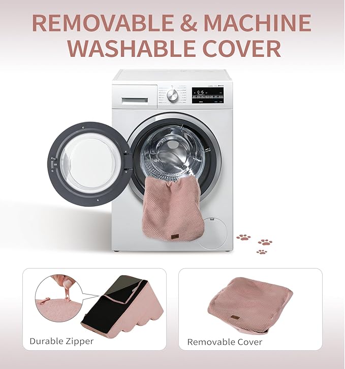 Made4Pets Dog Stairs Ramp for Bed, 4-Step Dog Steps for High Bed Couch Sofa Climbing, 35D Foam Pet Steps for Small Dogs and Cats, Non-Slip Bottom Pet Stairs, Pink