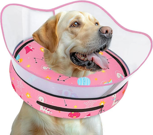 Elevated Inflatable Dog Cone Collar to Stop Licking, Doggie Donut Collar After Surgery, Soft Dog Cone Alternative for Small Medium Large Dogs