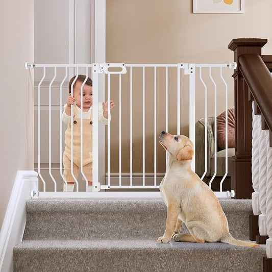 Mom's Choice GROWNSY Baby Gate, 29.5"-53" Auto-Close Dog Gate for Stairs & Doorways, Pressure-Mounted Easy Install Baby Gate - No Drill, Walk Through, Safe & Durable