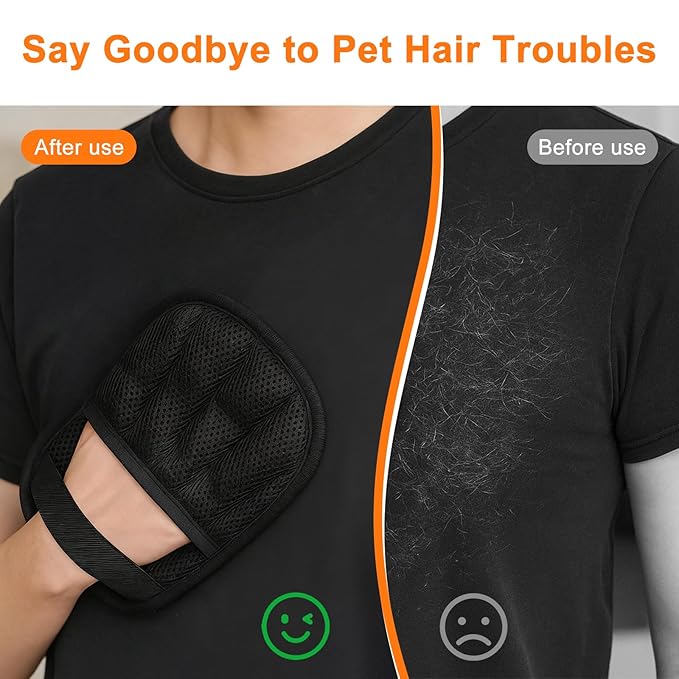 3Pcs Pet Hair Removal Glove, Five-Finger Electrostatic Pet Hair Remover Glove, Reusable and Bidirectional Cleaning Magic Brush Pet Hair for Bed, Clothing, Sofa Carpet, Car Seat