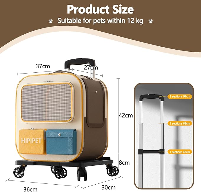 Pet Backpack with Wheels, Comfort Cat Backpack Removable Rolling Wheels, Pet Rolling Carrier, Dog Backpack Great for Travel/Hiking/Outdoor Use(Blue)