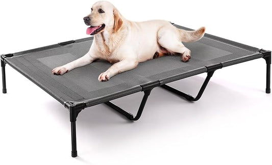 petizer 48" Elevated Dog Bed for Extra Large Dogs, Outdoor Dog Cot Bed Waterproof, Raised Cooling Pet Bed, Washable Breathable XXL Dog Bed with Supporting Bars - Up to 200 LBs, Indestructible, X-Large