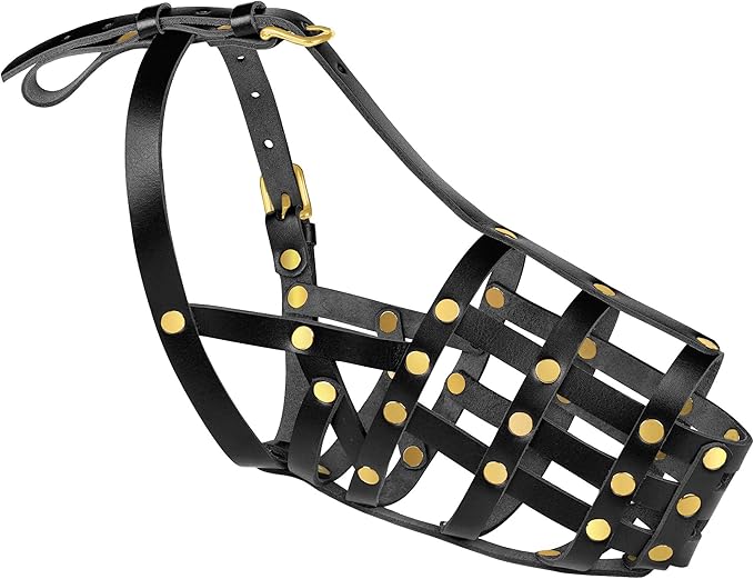 OOPSDOGGY Doberman Dog Muzzle for Large Dogs - Leather Breathable Secure Basket Muzzle for Large Breeds Husky German Shepherd Prevents Biting No Chewing Adjustablу (Black, Size 3 - Doberman)