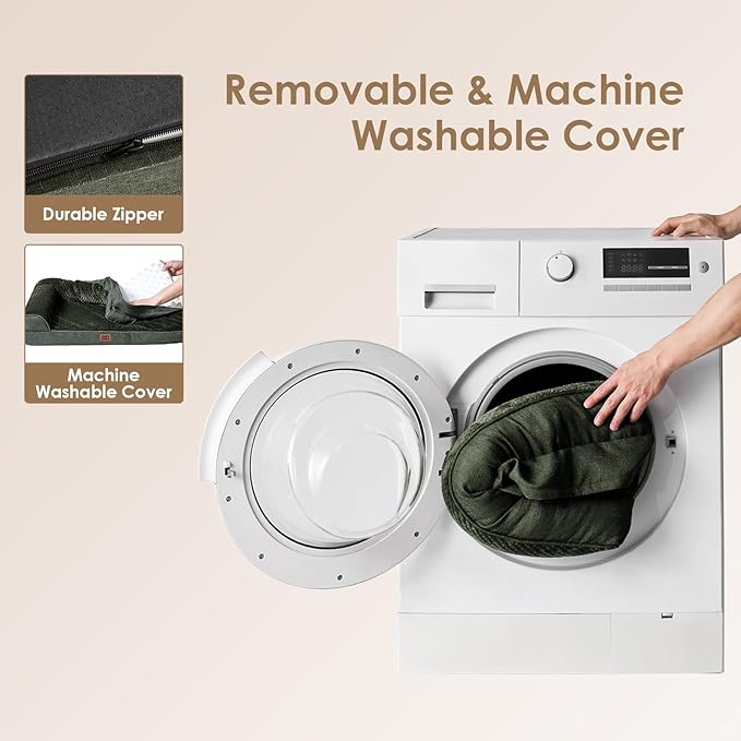 EHEYCIGA Memory Foam Dog Bed Medium Sized Dogs, Waterproof Dog Bed Orthopedic with Washable Removable Cover, Non-Slip Pet Bed Couch for Crate, 30x20x6 Inches, Dark Green