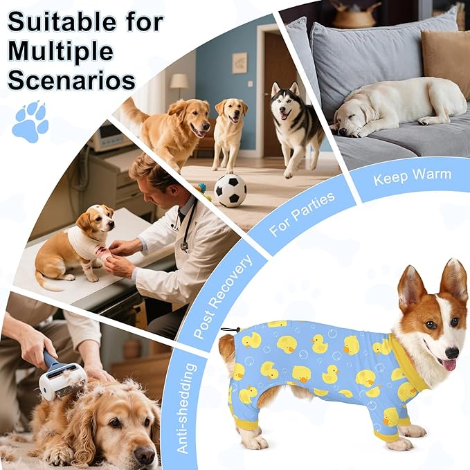 Bienbee Dog Pajamas, 4 Pack Cute Soft Dog Puppy Clothes Dogs Pjs Onesies Jammies Outfit Adjustable Breathable & Stretchy Clothes for Small Medium Large Dogs Girl Boy Puppy-2XL