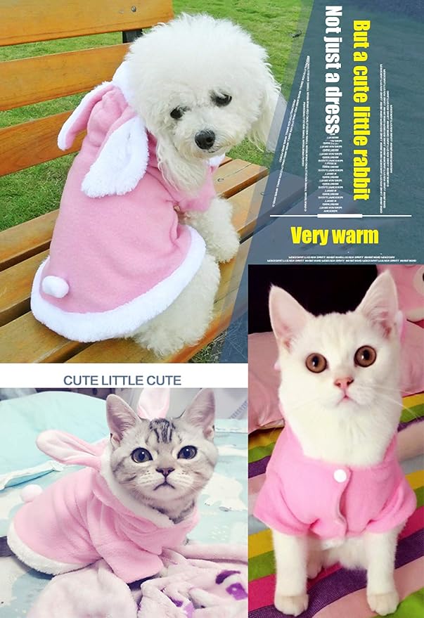 Easter Bunny Dog Costume Puppy Hoodies Dog Clothes pet Suit for Small Dogs Cats (Color : Pink, Size : s)