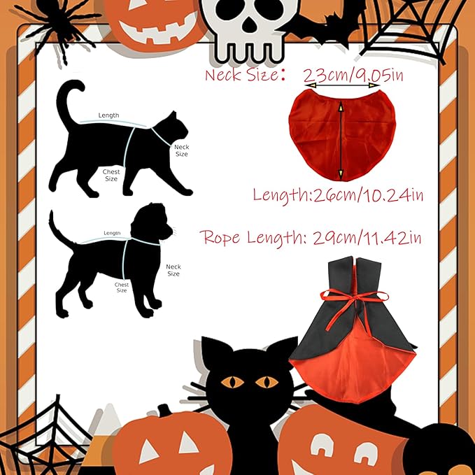 Pet Vampire Cloak, Cloak Wings Halloween, for Small Medium Large Dog Pet Clothes,Halloween Pet Costumes,Dog Cat Halloween Costumes Cape Pet