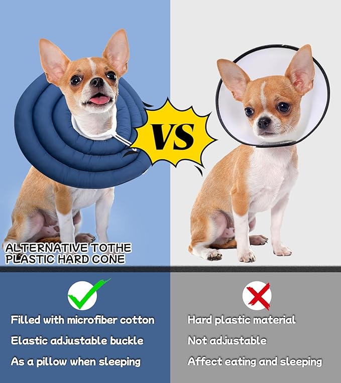 Soft Dog Cones, Recovery Dog Donut Collar After Surgery- Cone of Shame Alternative, Pet Elizabethan E-Collar Anti-Bite Lick Wound Healing Adjustable for Small Large Medium Dogs-BARDIMIES