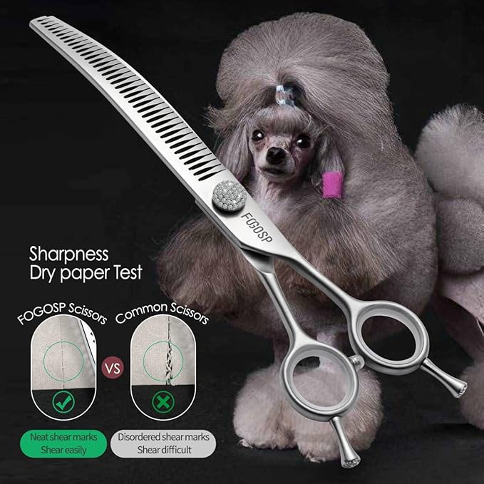8.0'' Curved Chunkers Shears for Dog Grooming Professional Magic Pet Grooming Scissors with Big Artificial Diamonds 38 Teeth for Large Dogs(8.0 in, Curved Chunkers)