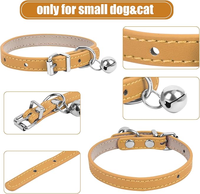 XXS Dog Collar Teacup Dog Collar, Khaki Dogs Collars, Teacup Dog Collars for Small Dogs Cats,Khaki, 3/8 inch Width