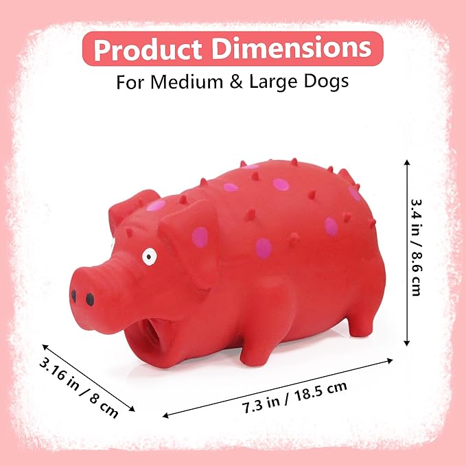 Squeaky Pig Dog Toy That Oinks, Latex Pig 7.3 in Grunting Dog Toys, Durable Dog Chewing Toys for Small Medium Large Dogs(Red, 1 Pcs)