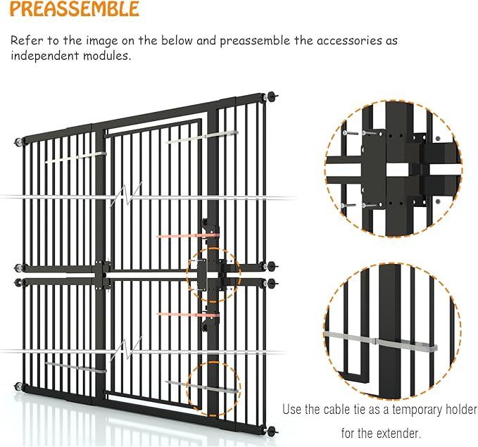 74.8" Extra Tall Cat Gate 27.9-47.2 Wide Pet gate for Doorway Pet Gate with Cat Doors NO Drilling Pressure Mount Kit for Cats and Dogs Indoor Doorways liveing Room Bedroom-Black