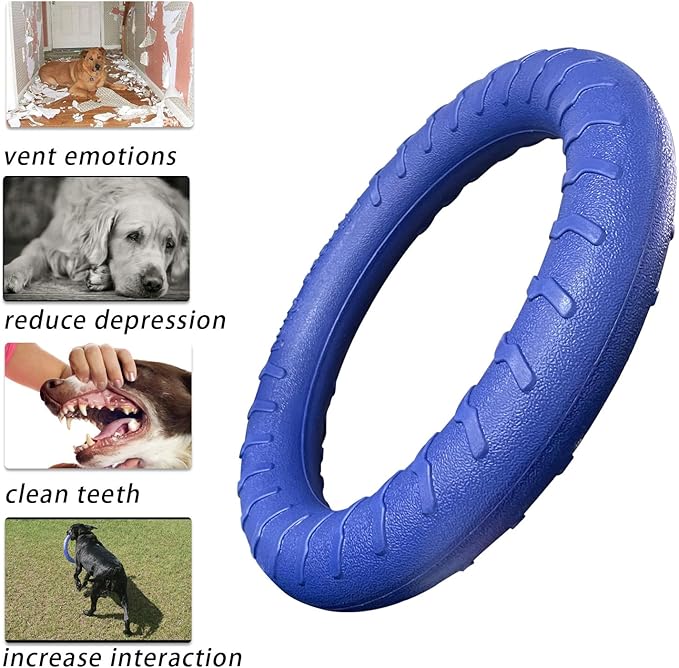 Blue Indestructible Dog Toys for Aggressive Chewers Flying Discs for Medium/Large Breeds Dog Training Ring,