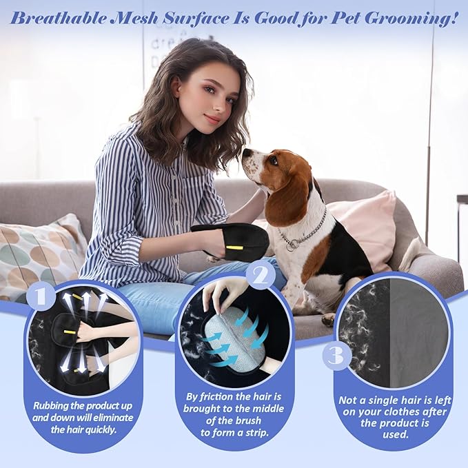 Pet Hair Removal Glove for Cats & Dogs, Reusable Cat Dog Electrostatic Hair Remover, Efficient Grooming Gloves for Pet Hair, Pet Hair Removal Glove for Couch, Furniture, Carpet, Curtain (2 Pcs)
