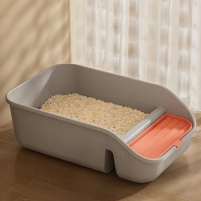 Extra Large Cat Litter Box with High Sides,Anti-Splashing Cat Litter Pan,Jumbo XL Kitty Litter Box with Anti-Leakage Top Low Entry for Indoor Big Cats,Multi-Cats & Senior Cats (Grey)
