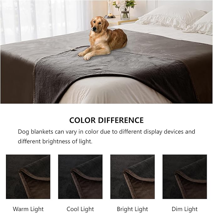 Waterproof Dog Blankets, Washable Pee Proof Pet Blanket for Couch, Soft Reversible Puppy Throw Furniture Protector Cover for Bed Sofa-68"x82",Light Brown+Dark Brown