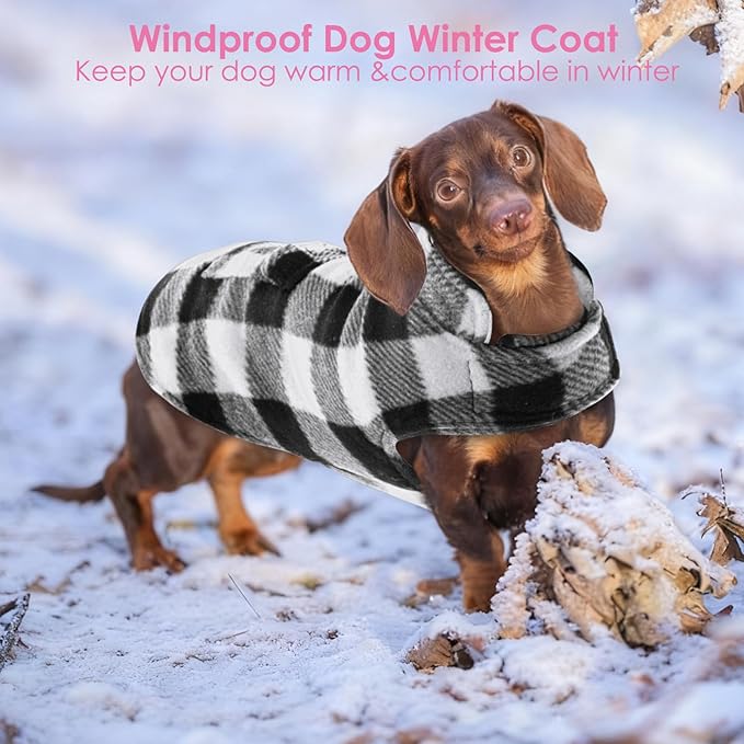 AOFITEE Dog Coat Plaid Dog Winter Coat for Large Dogs, Warm Dogs Jacket Christmas Sweater, Waterproof Pet Puffer Jacket, Reversible Pet Cold Weather Coats for Small Medium Large Pets, Black XL