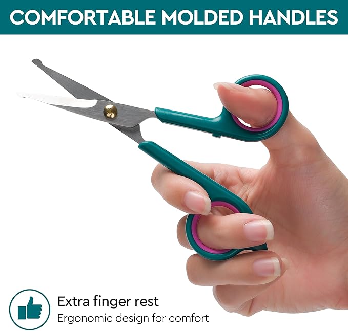 Professional Dog and Cat Grooming Scissors, Pet Grooming Shears, Sharp Stainless Steel Blade With Round Tips - Safety Fur Trimming for Dogs, Cats (Set of 2)