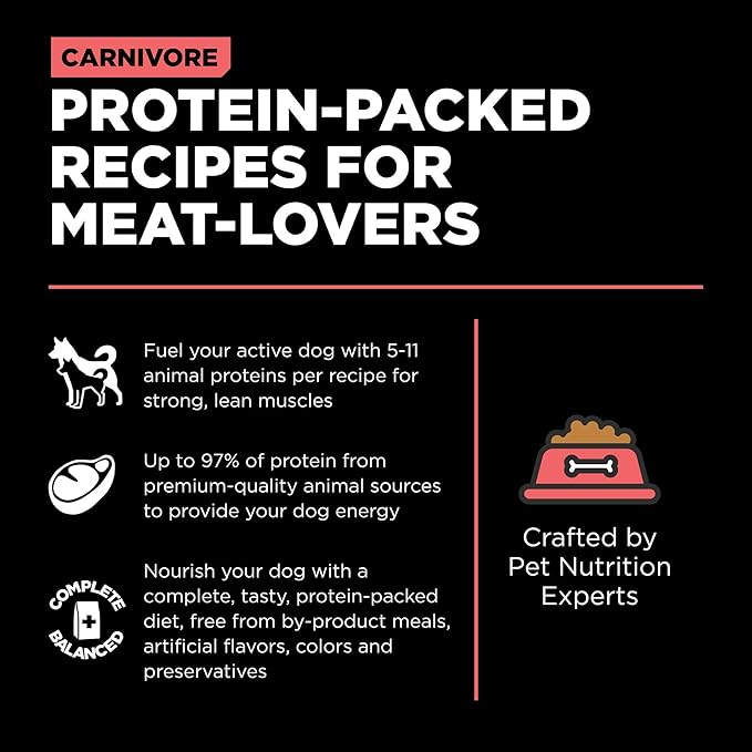 Go! Solutions Carnivore, Grain-Free, Protein Rich Dry Dog Food, Salmon and Cod Recipe, 3.5 lb Bag