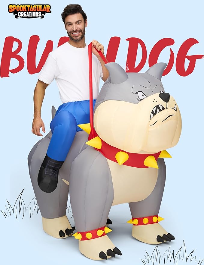 Spooktacular Creations Adults Halloween Inflatable Costumes, Riding a Bulldog, Ride on Inflatable Suit for Themed Parties