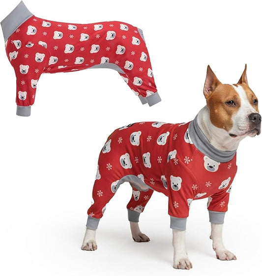 Spark Paws Dog Christmas Pajama, Dog Recovery Suit Male, Onesie, Ultra-Soft and 4-Way Stretch, for Small Medium and Large Breeds - Polar Bear - 3XL