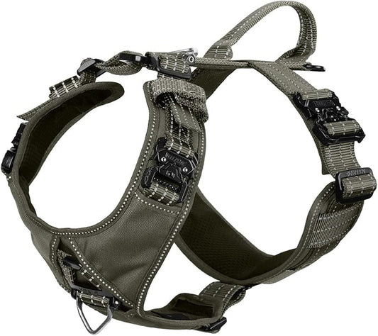ICEFANG Dog Strap Harness with 4 x Metal Buckles,for X-Large Sized Dog,K9 Vest,Y-Shape Chest,Adjustable Pet Harness,No-Pull Front Leash Clip (X-Large (Pack of 1), Green)