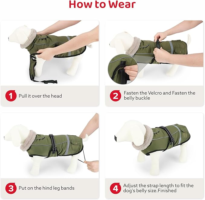 Dog Coat, Warm Dog Winter Coat Reflective Jacket Waterproof Fleece Vest, Pet Jacket Cozy for Cold Weather, Dogs Snowsuit Windproof, Adjustable Buckle for Large Extra Dogs