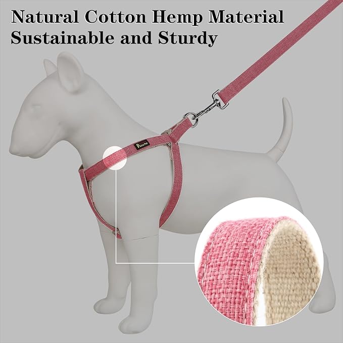 Plutus Pet Cotton Hemp Step in Dog Harness, Sustainable, Lightweight and Escape-Proof, Quick Fit Dog Harness for Puppy Small Medium and Large Dogs, Hot Pink, XS