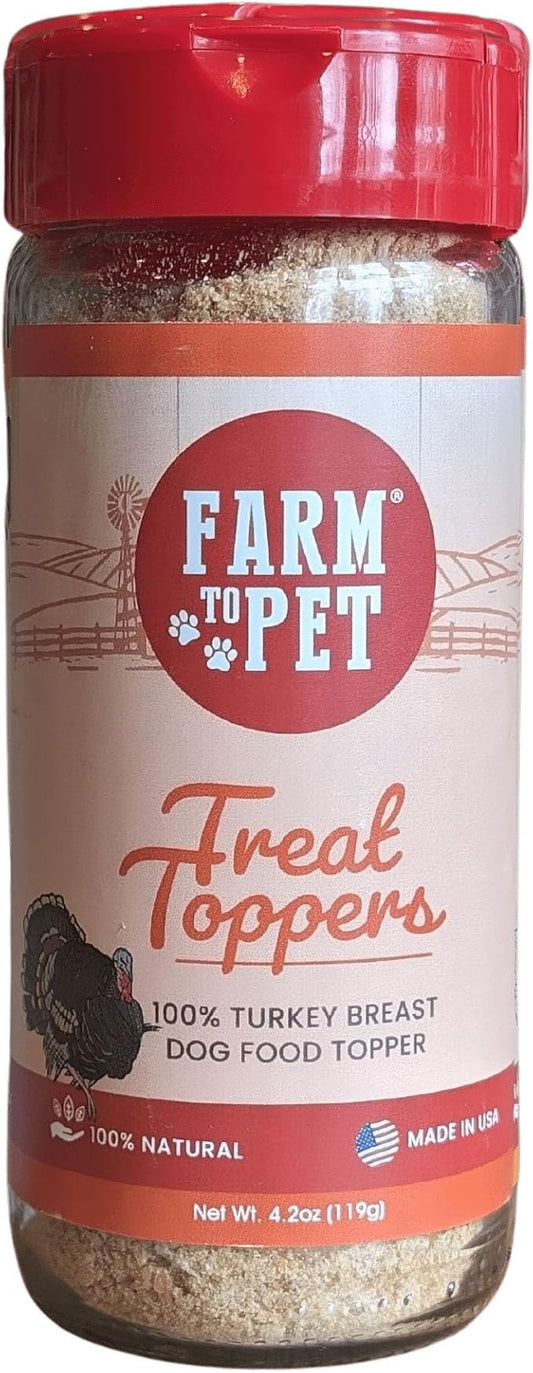 Farm To Pet - Dry Dog Food Topper - 4.7 oz Turkey Meal Toppers for Dogs, Single Ingredient, Lean, All Natural, Healthy Food for Small, Medium, Large Breeds, & Puppies, Made in USA