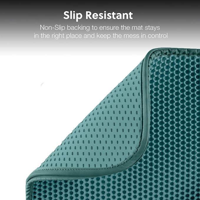 WePet Cat Litter Mat, Kitty Litter Trapping Mat, Honeycomb Double Layer Mats, No Phthalate, Urine Waterproof, Easy Clean, Scatter Control, Catcher Litter Tray Box Rug Carpet 45x33 Inch