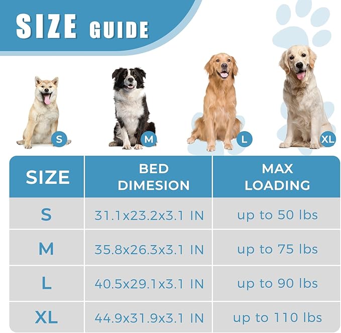 Orthopedic Outdoor Waterproof Dog Beds for Large Dogs, Washable Crate Bed with Egg Crate Foam Pet Bed Mat and Removable Oxford Fabric Cooling Cover Bed,41"x 29", Blue