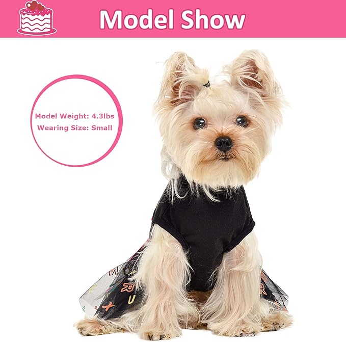 Dog Dress Birthday Bow Tie Girl Puppy Dresses Breathable Cute Princess Dog Clothes Outfit for Small Dogs Cats Chihuahua Yorkie Shih Tzu Summer Pet Cat Clothes Skirt