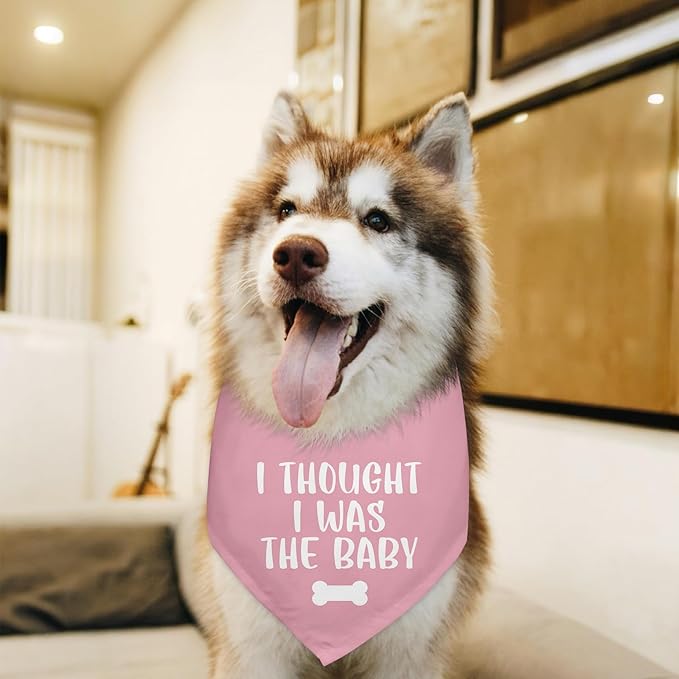 I Thought I was The Baby Pregnancy Announcement Bandana Pink Dogs Triangle Scarf Dog Bandana Baby Announcement Photo Prop Pet Scarf Accessories for Pet Dog Lovers Gifts