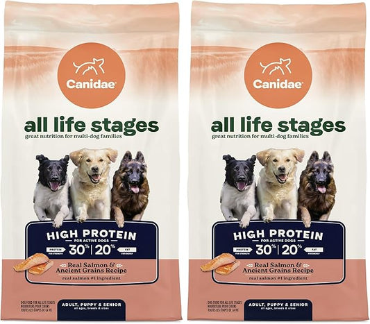 CANIDAE All Life Stages High Protein Dry Dog Food, Salmon & Ancient Grains Recipe, 4 lbs. (Pack of 2)