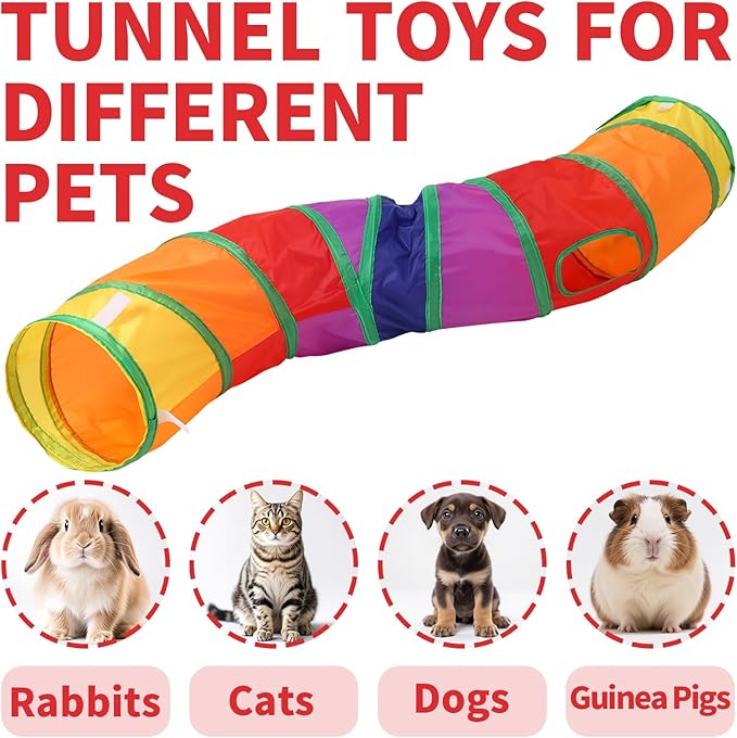 ‌Coolcandy Cat Tunnel & Interactive Cat Toy Indoor, S-ShapeTunnel Toys for Indoor Cats, Collapsible Interactive Peekaboo Cave with Play Ball, for Multi-Way Play & Small Animals