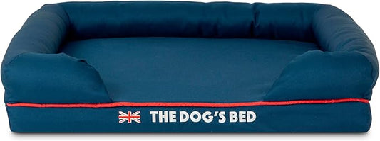 The Dog's Bed Replacement Outer Cover ONLY (Outer Cover ONLY - NO Bed, NO Waterproof Inner) for The Dog's Bed, Washable Oxford Fabric, Small (Blue with Red Piping UK Embroidery Flag)