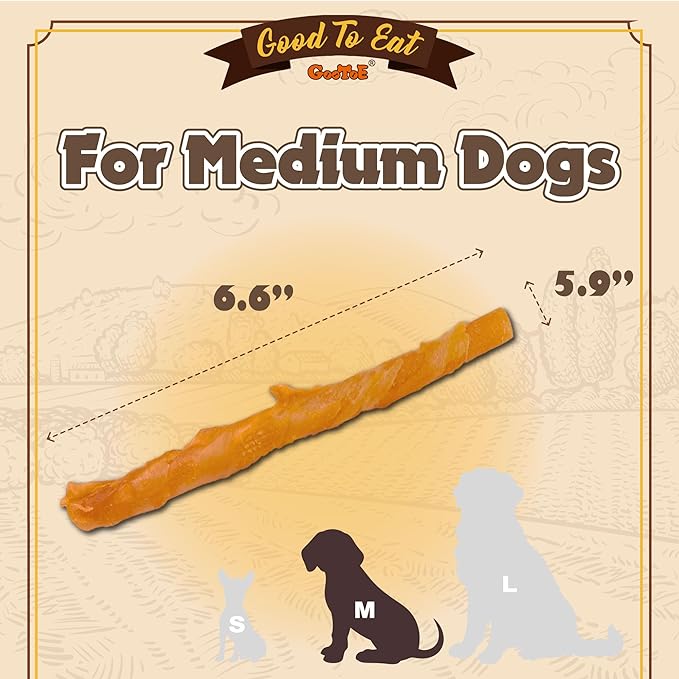 Gootoe Turkey Tendon Dog Treats, Twists (M) 5 oz, USA-Sourced Turkey Tendon, Natural Snack, Premium Puppy Chews, Hypoallergenic, Rawhide-Free, Reseal Value Bags, Size for Medium Dogs