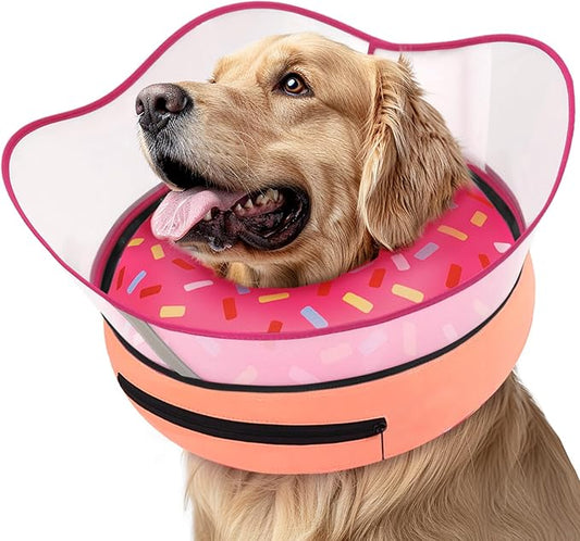Supet Raised Inflatable Dog Cone Collar to Stop Licking, Soft Dog Cone Alternative After Surgery, Doggie Neck Donut Collar for Small Medium Large Dogs