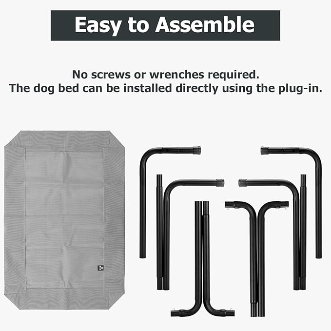 Elevated Dog Bed for Outdoor, Large Raised Dogs Cot for Training, Cooling Pet Beds with Washable Mesh, Indestructible Lifted Platform for Outside Camping, 41 inch Grey