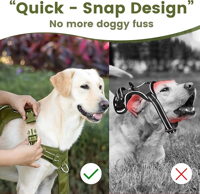 No Pull Dog Harness, Reflective Puppy Vest for Small Medium Large Sized Dog (Misty Green,XL)