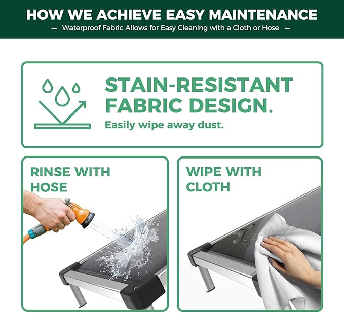 FXW TitanNest Chew-Proof Elevated Dog Bed, Raised Cot for Indoor/Outdoor/Camping Use, Durable & Washable Padded Pet Bed for Small Dogs, 36.0" L x 24.0" W x 4.5" H, Gray