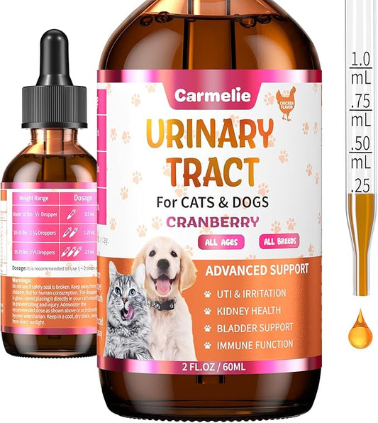 Cat & Dog Urinary Tract Support Drops with Cranberry – Kidney & Bladder Health– Natural Supplement for Pet Wellness & Comfort