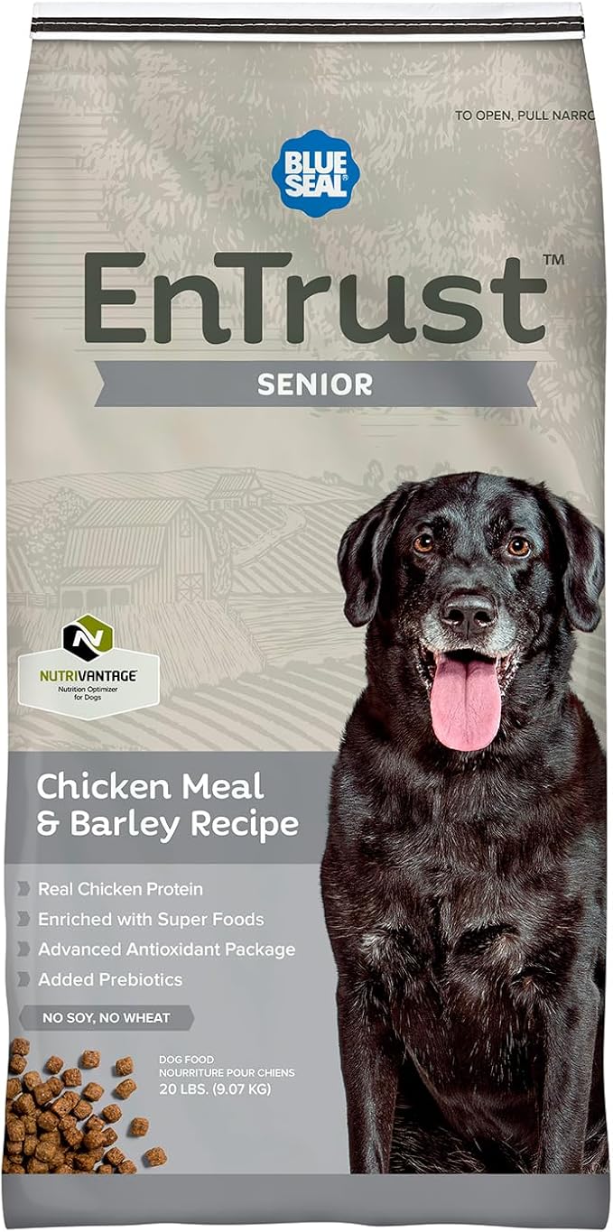 ENTRUST Senior Dog Food | Chicken & Barley | Enriched with Super Foods, Antioxidants and Probiotics | No Wheat or Soy | 40 Pound Bag