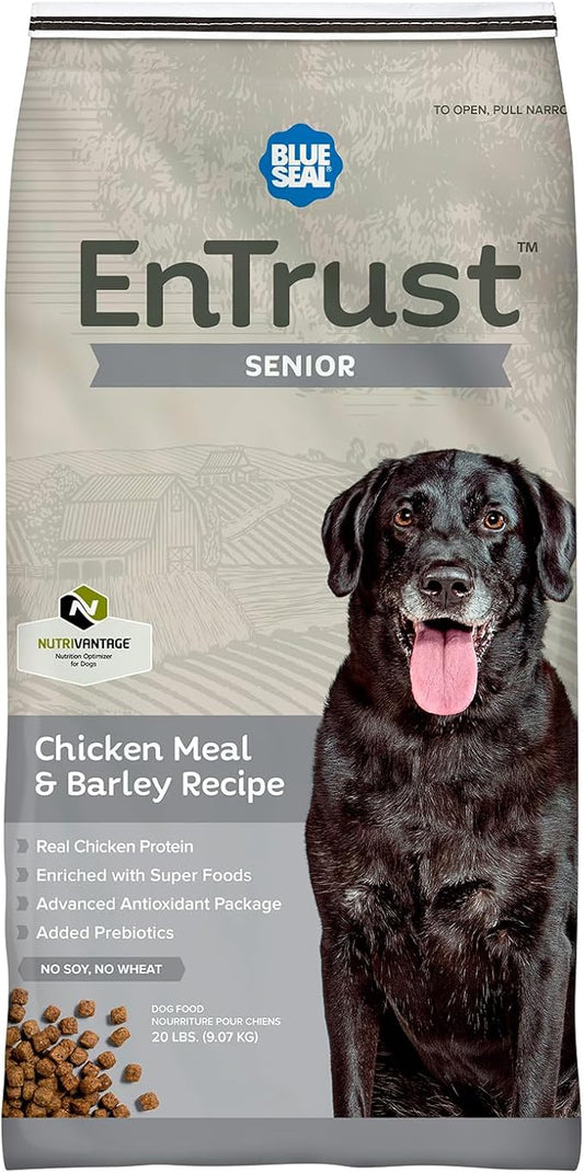 ENTRUST Senior Dog Food | Chicken & Barley | Enriched with Super Foods, Antioxidants and Probiotics | No Wheat or Soy | 20 Pound Bag