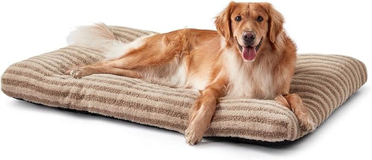 FURTIME Washable XL Dog Bed for Extra Large Dogs, Deluxe Dog Crate Beds Comfy Fluffy Kennel Pad Anti-Slip Pet Sleeping Mat, Machine Washable Dogs Pillow, 40"x27"x3.5", Brown