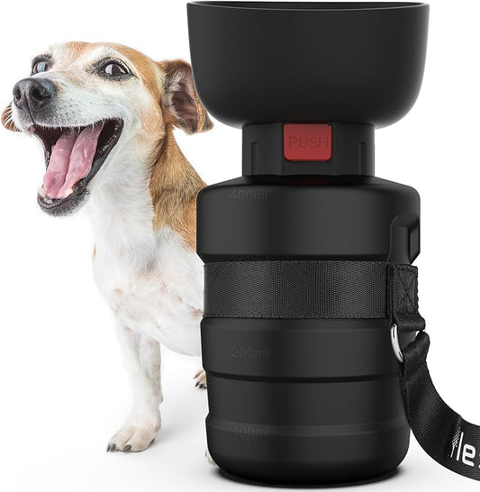 Lesotc Dog Water Bottle, Portable Water Dispenser with Bowl, Leak Proof Pet Travel Squeeze Bottle, Puppy Essentials Dog Stuff Accessories for Outdoor Walking, Hiking, Camping